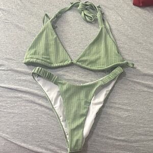SHEIN Light Green Ribbed Bikini NEVER WORN